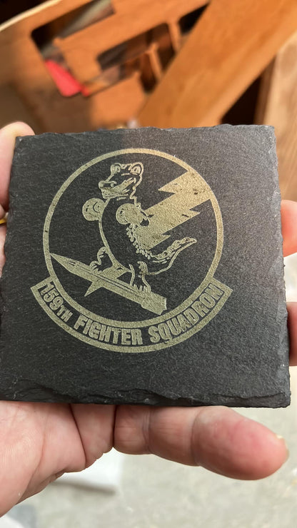 Custom Engraved Slate Rock Coaster Set with Display Stand | Rustic Drinkware Gift - JPLaser Engraving Services
