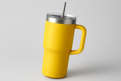 Custom engraved yellow, delete 40oz stainless tumbler – insulated drinkware with straw