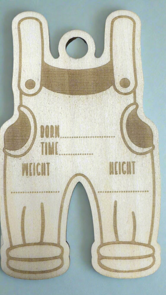 Newborn Baby Boy Birth Announcement Overalls | Custom Wood Sign - JPLaser Engraving Services