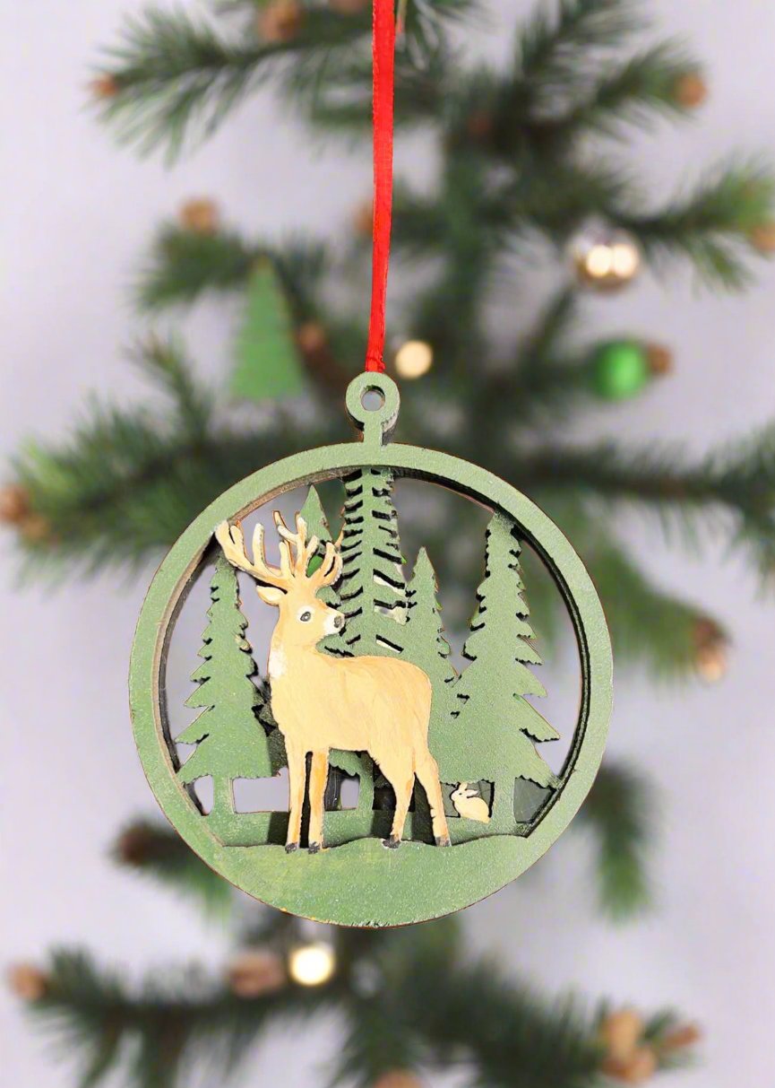 Personalized Christmas Tree Ornament | Dual Layer Laser Cut Wood - JPLaser Engraving Services