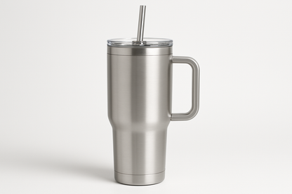 Custom engraved 40oz stainless steel tumbler – Silver – JPLaser Engraving Services
