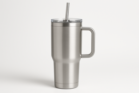 Custom engraved 40oz stainless steel tumbler – Silver – JPLaser Engraving Services
