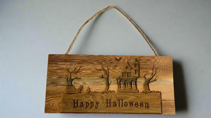 Spooky Halloween Wall Sign | Laser Cut Layered Wooden Haunted Decor - JPLaser Engraving Services