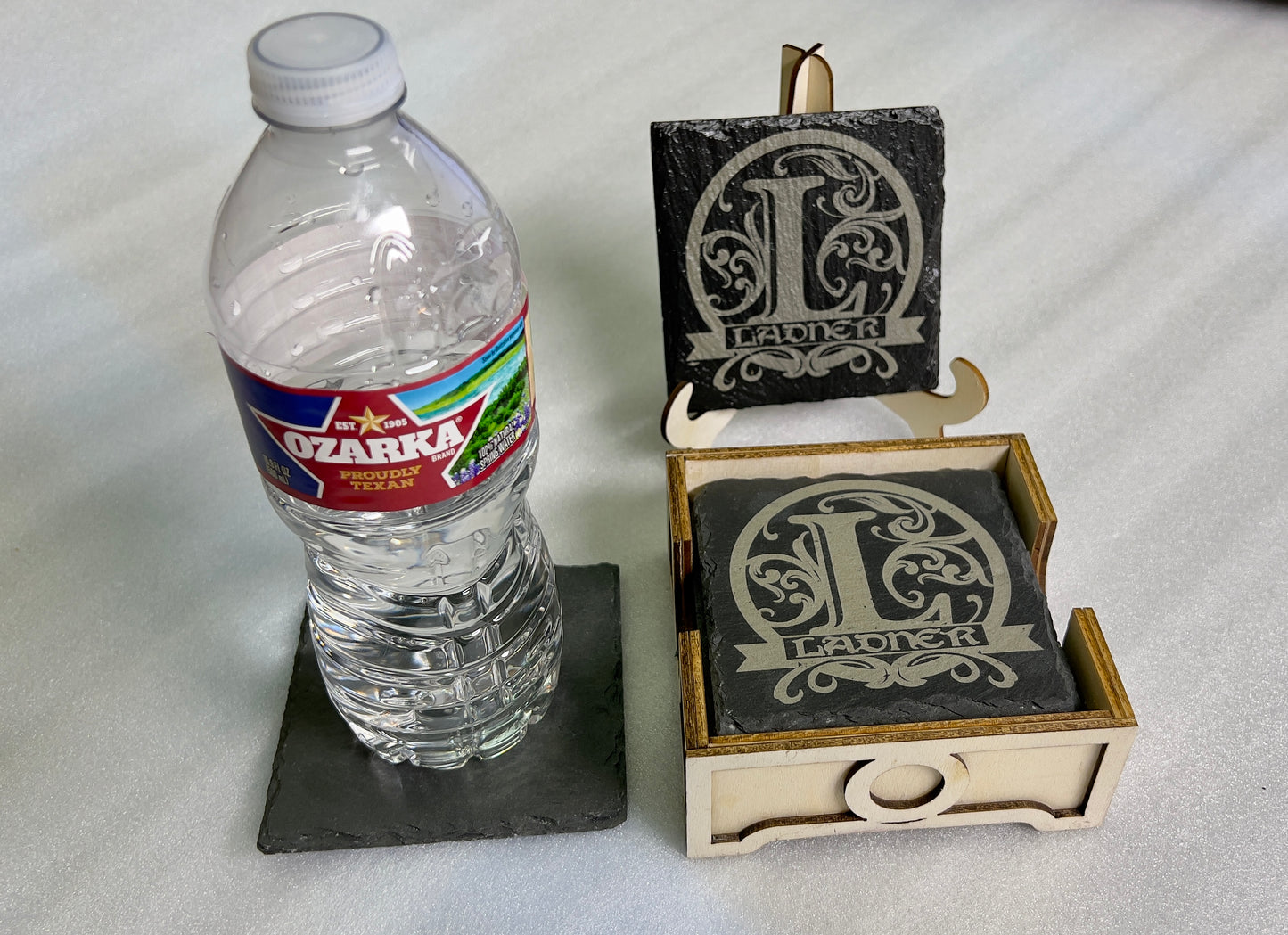 Wooden Storage Box for Slate Coasters | Custom Engraved