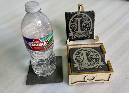 Wooden Storage Box for Slate Coasters | Custom Engraved