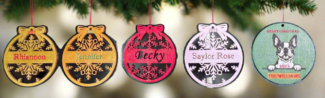 Personalized Wooden Christmas Tree Ornament | Custom Name Holiday Keepsake - JPLaser Engraving Services