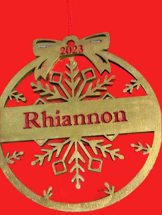 Precision Laser Cut with names Engraved Christrmas Tree Ornaments - Painted