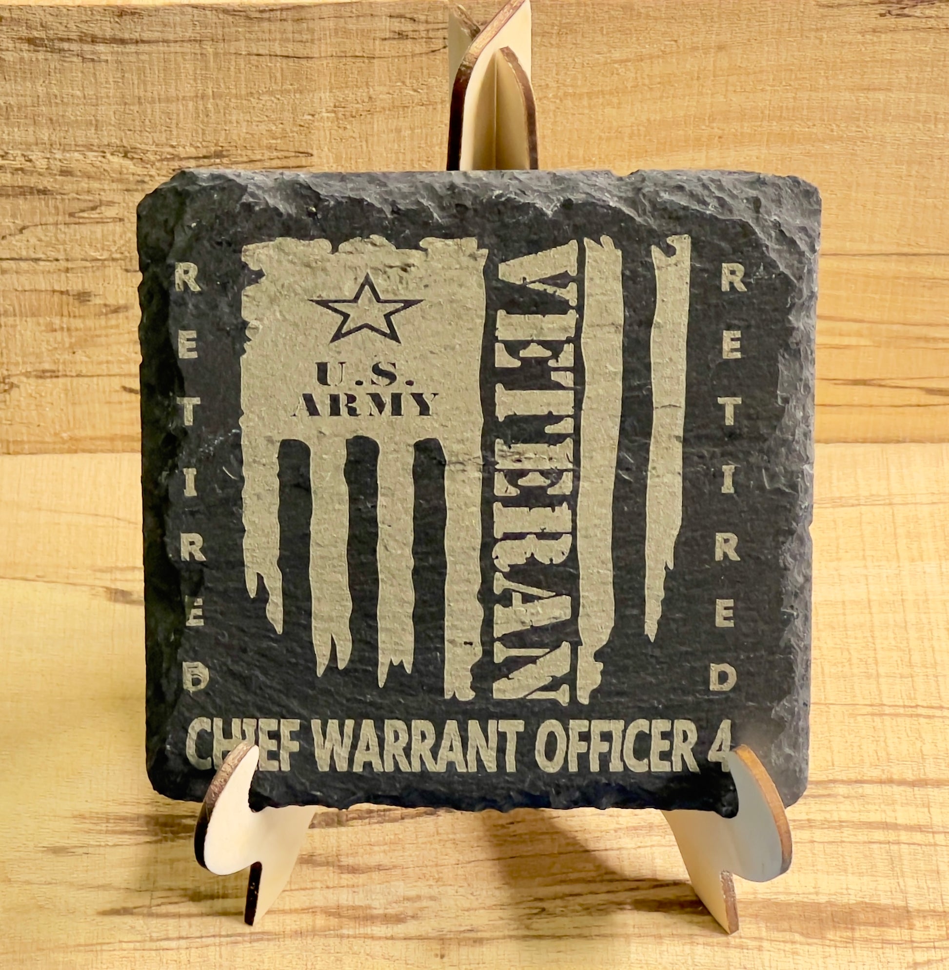 Custom Engraved Slate Rock Coaster Set with Display Stand | Rustic Drinkware Gift - JPLaser Engraving Services