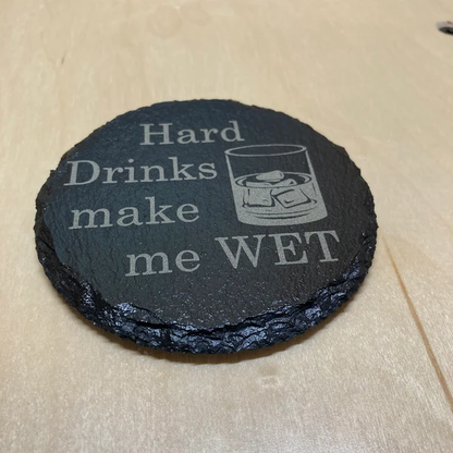 Custom Engraved Slate Rock Coaster Set with Display Stand | Rustic Drinkware Gift - JPLaser Engraving Services