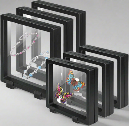 Image of 6 3D Floating Frame Displays Holder Stand built in.
