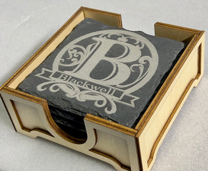 Custom Slate Coaster Set (4-Piece) with Storage Box | Engraved Drinkware Gift - JPLaser Engraving Services