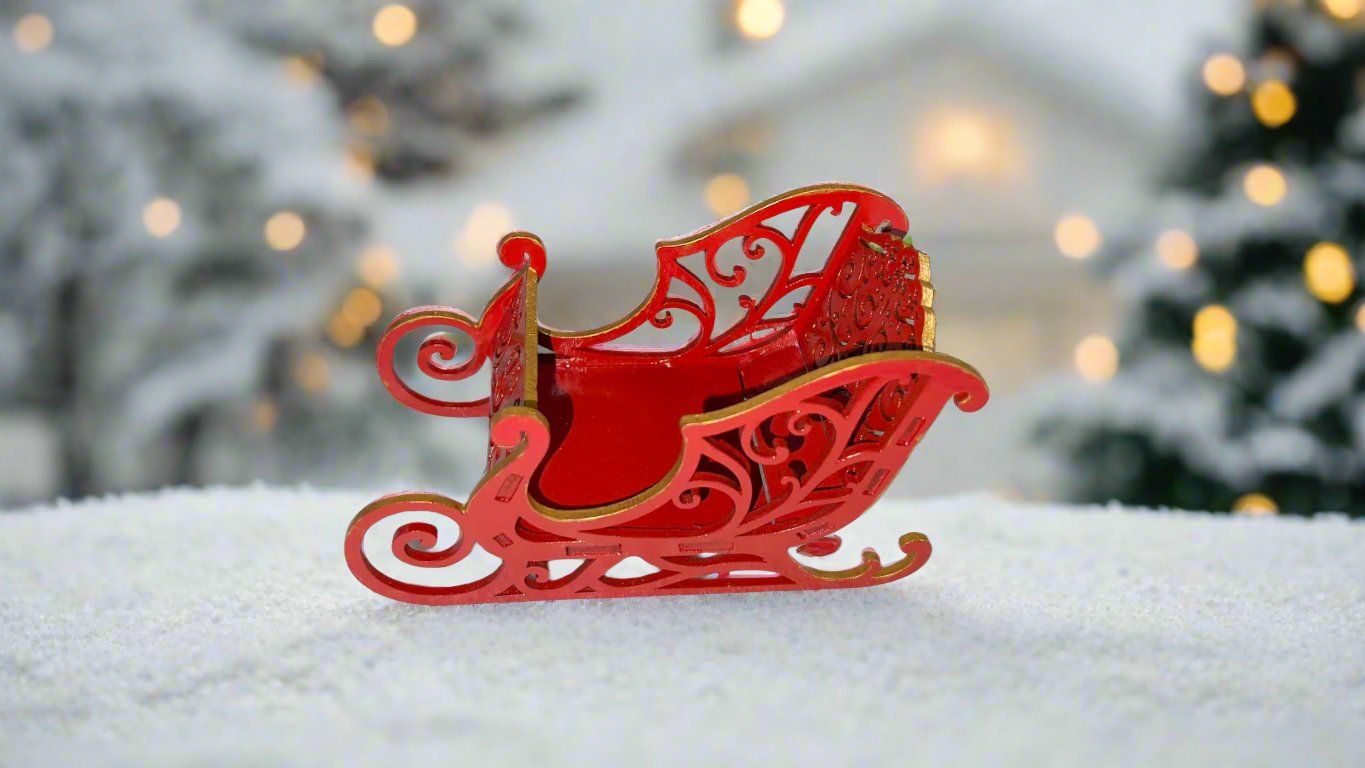 Santa's Sleigh and Welcome to the North Pole sign post