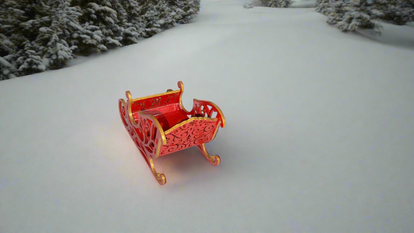 Santa's Sleigh and Welcome to the North Pole sign post