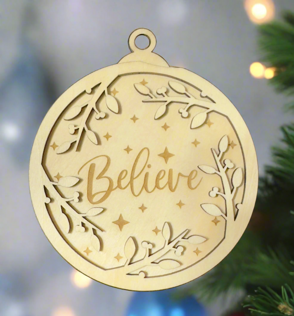 Personalized Christmas Tree Ornament | Dual Layer Laser Cut Wood - JPLaser Engraving Services