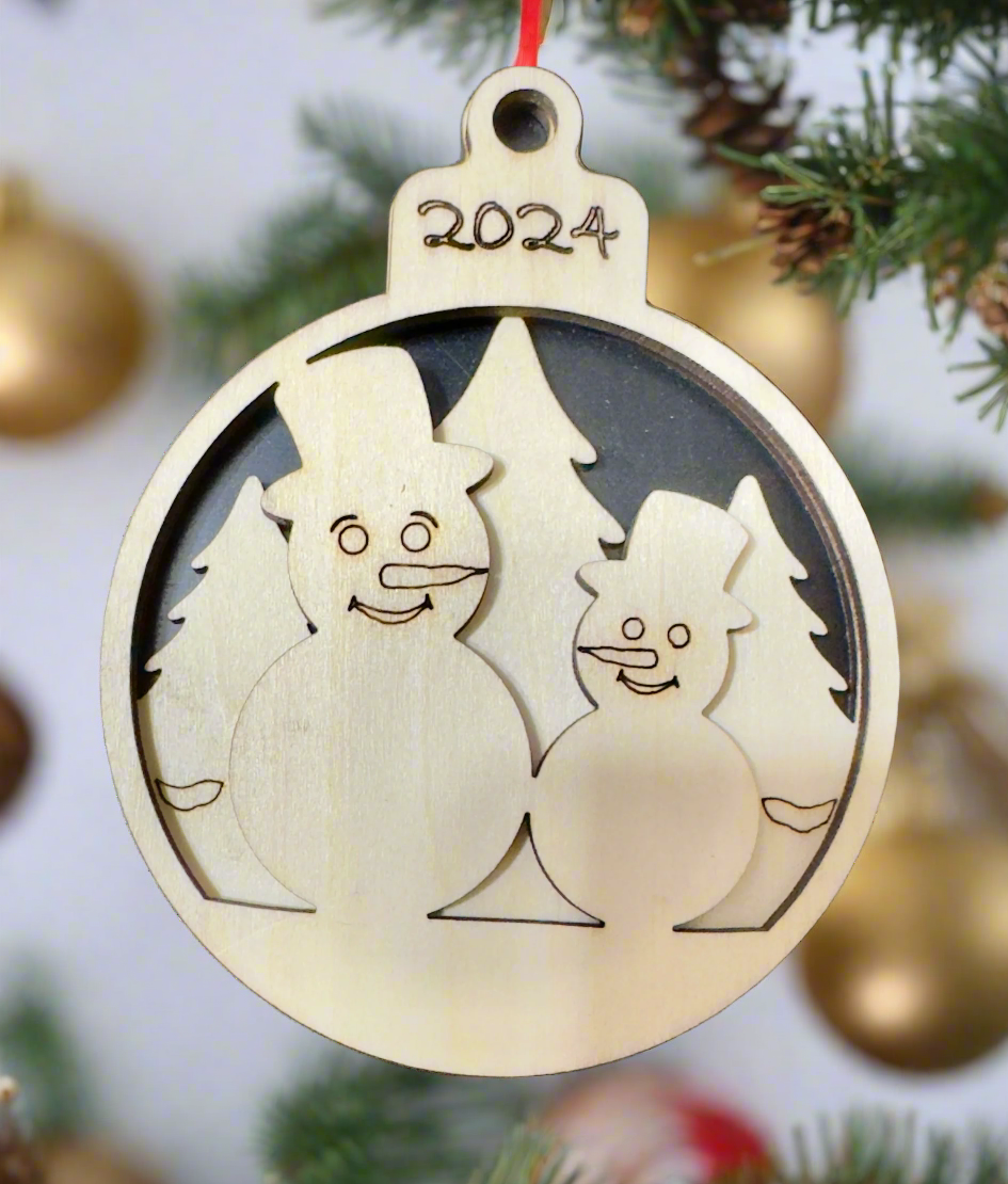 Personalized Christmas Tree Ornament | Dual Layer Laser Cut Wood - JPLaser Engraving Services