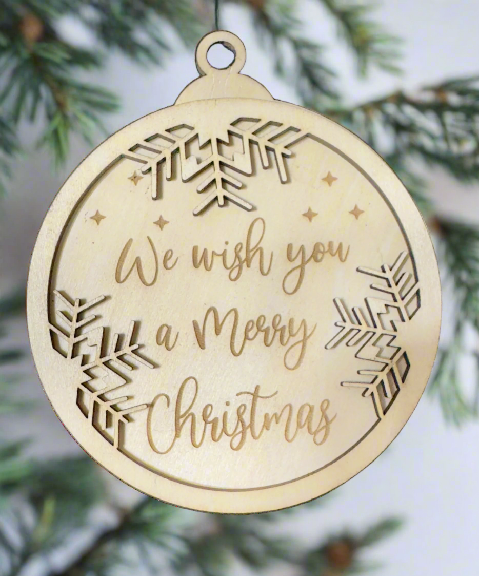 Personalized Christmas Tree Ornament | Dual Layer Laser Cut Wood - JPLaser Engraving Services