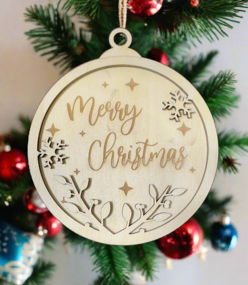 Personalized Christmas Tree Ornament | Dual Layer Laser Cut Wood - JPLaser Engraving Services
