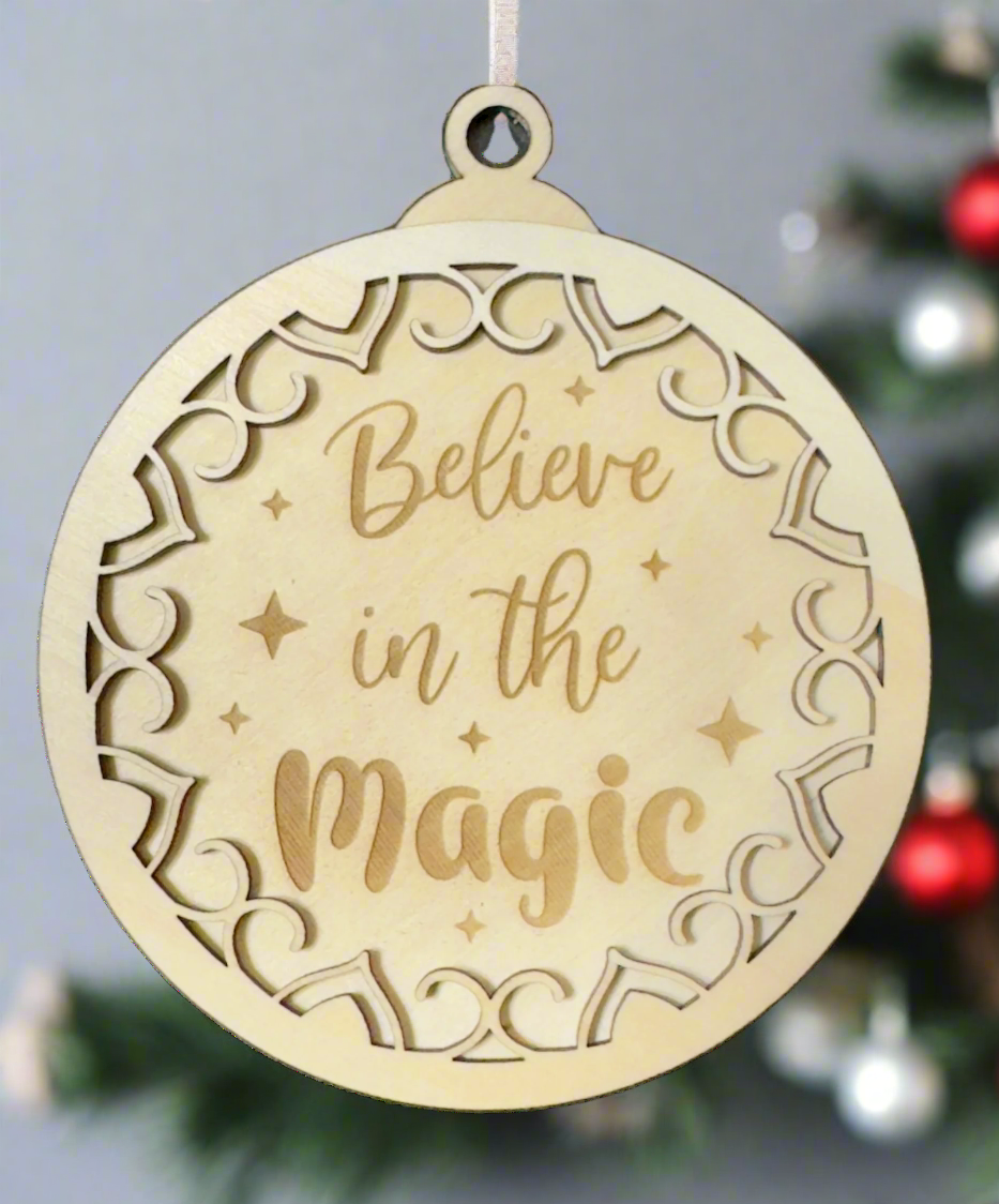 Personalized Christmas Tree Ornament | Dual Layer Laser Cut Wood - JPLaser Engraving Services