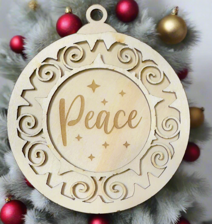 Personalized Christmas Tree Ornament | Dual Layer Laser Cut Wood - JPLaser Engraving Services