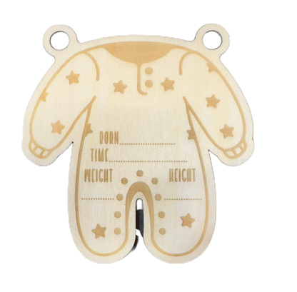 Baby Girl Birth Announcement Wall Hanger | Floral Engraved Name Sign - JPLaser Engraving Services