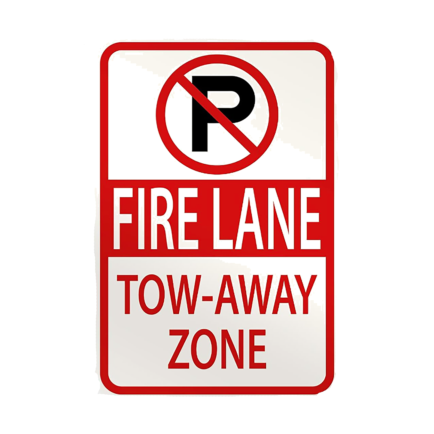 Premade aluminum sign – Fire Lane Tow Away Zone, sublimated, indoor/outdoor, product photo
