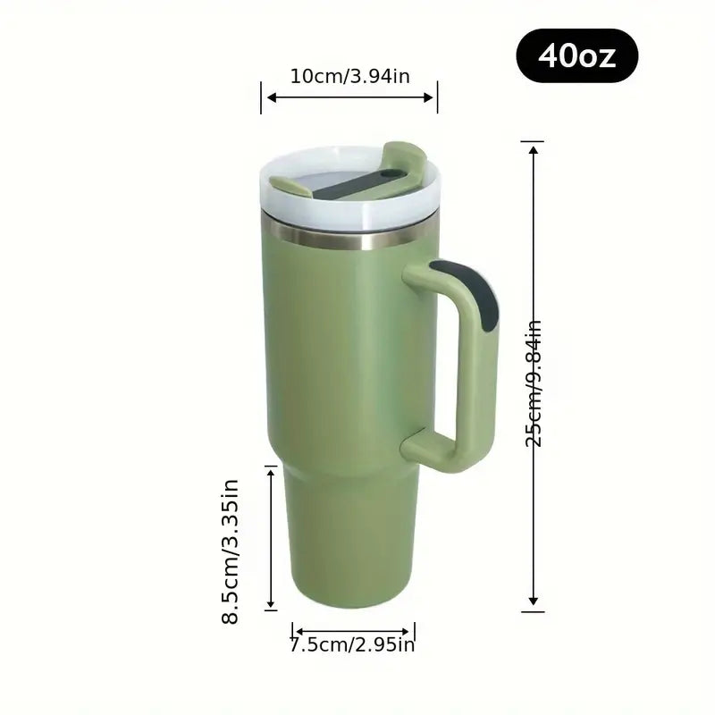 40oz Stainless Steel Tumbler | Laser Engraved Custom Drinkware with Handle & Straw - JPLaser Engraving Services