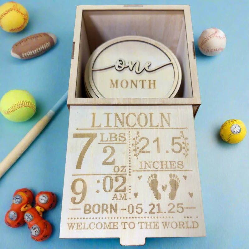 Baby Milestone Discs – close-up engraving detail