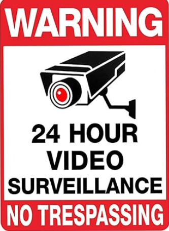 Warning 24-Hour Video Surveillance aluminum sign – red/white