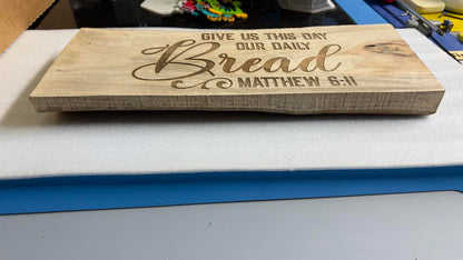 Matthew 6:11 Bible Verse Wood Sign | Daily Bread Christian Decor - JPLaser Engraving Services