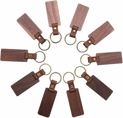 Custom Wood Keychain | Walnut Engraved Keyring with Name or Logo - JPLaser Engraving Services